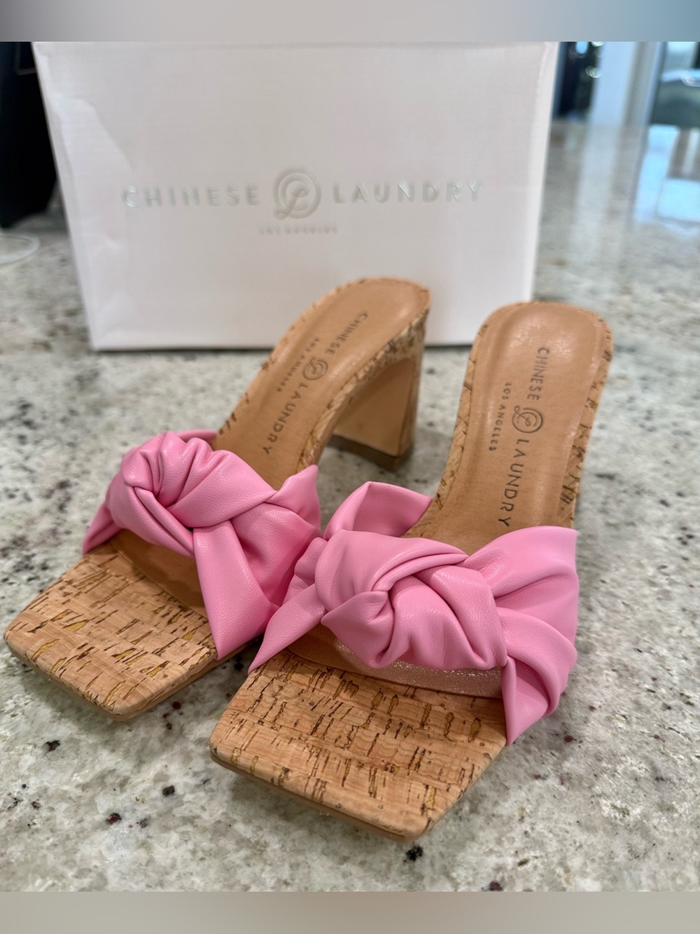 The Yvonna Slides Pink Knotted Cork Slide "NIB"